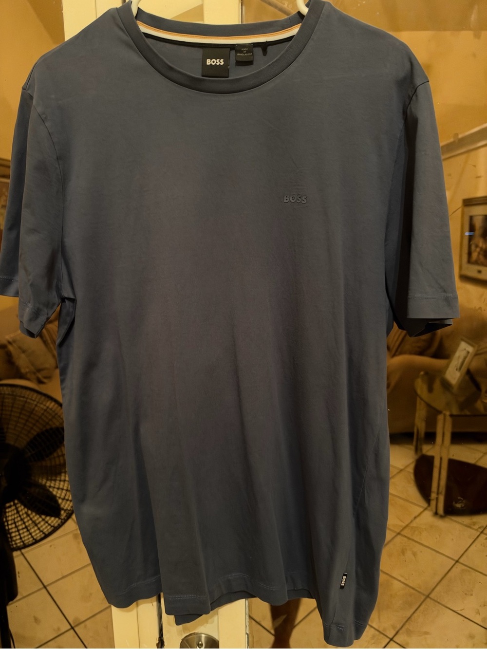 BOSS Men's Dark Blue Crew Neck Short Sleeve Tee